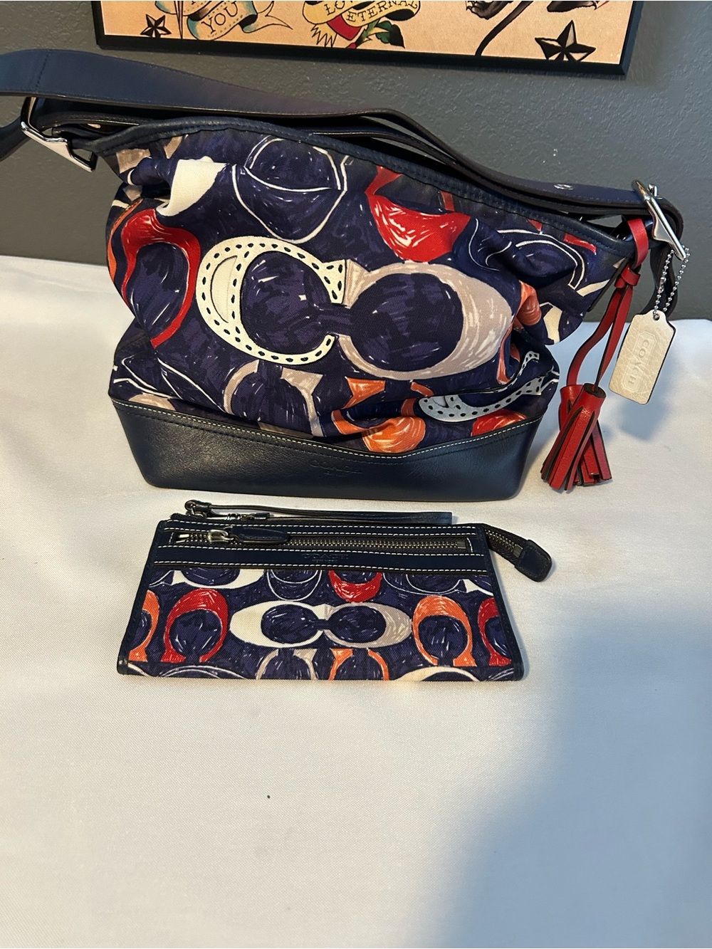 Rare Coach Legacy Heritage Signature C Print Duffle Bag 19946 w/ Wristlet